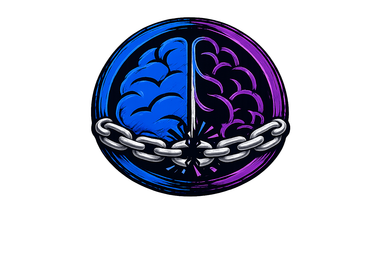 Logo représentant l'entreprise pulsaide avec un cerveau pour la dimension neuropsychologique et la chaine pour la référence à l'addiction