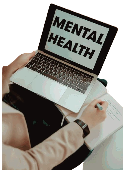 Ordinateur avec écrit "mental health" pour montrer le service de santé mentale pulsaide